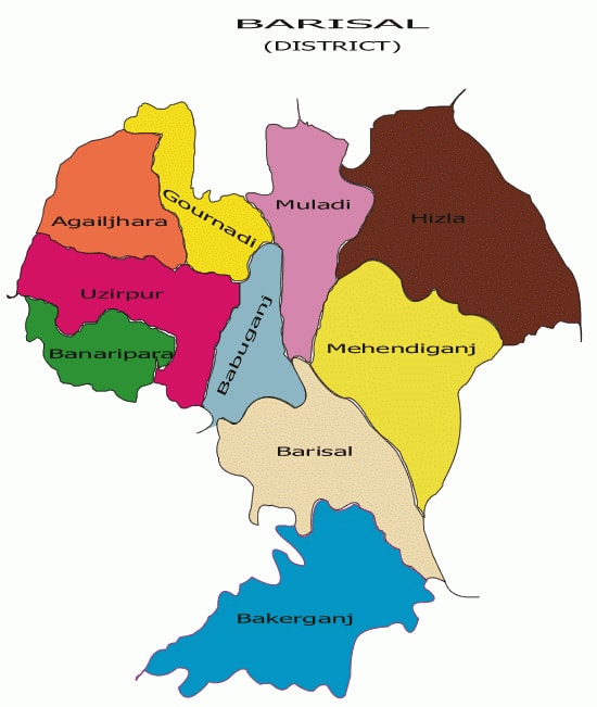 Map of Barisal District