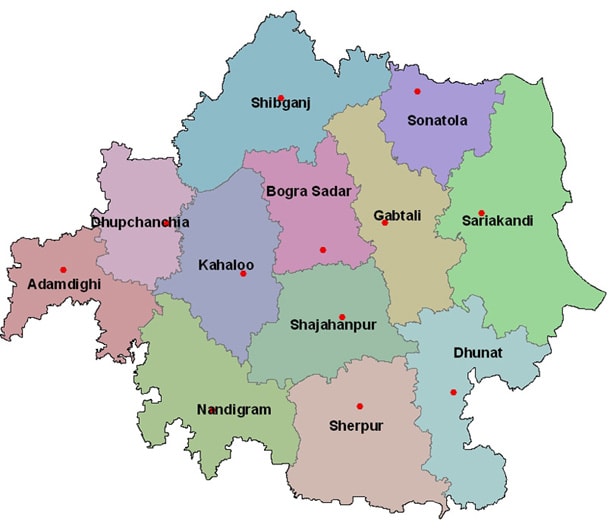 Map of Bogra District
