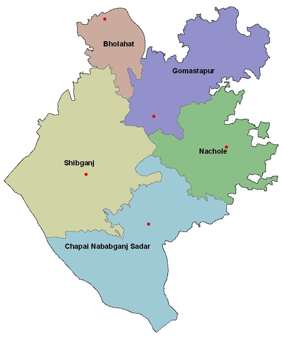 Map of Chapai Nawabganj District
