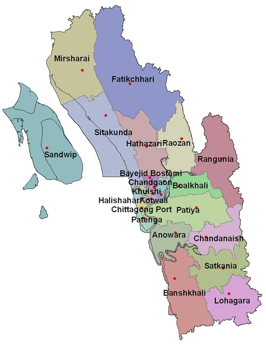 Map of Chittagong District