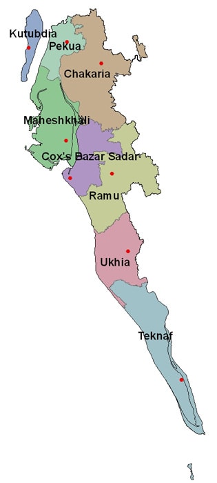 Map of Coxs Bazar District