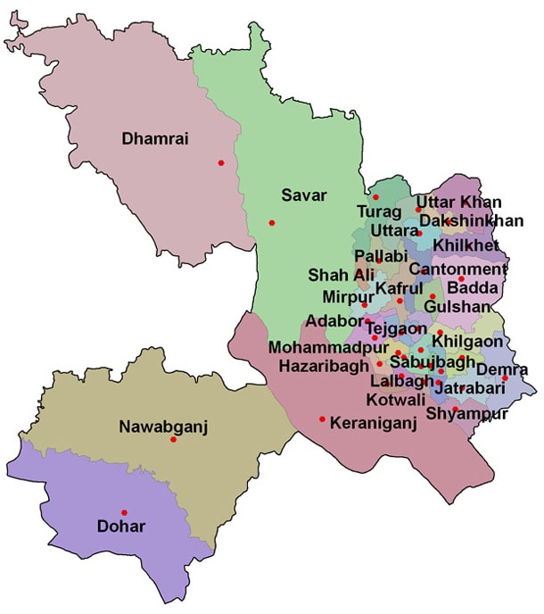 Map of Dhaka District