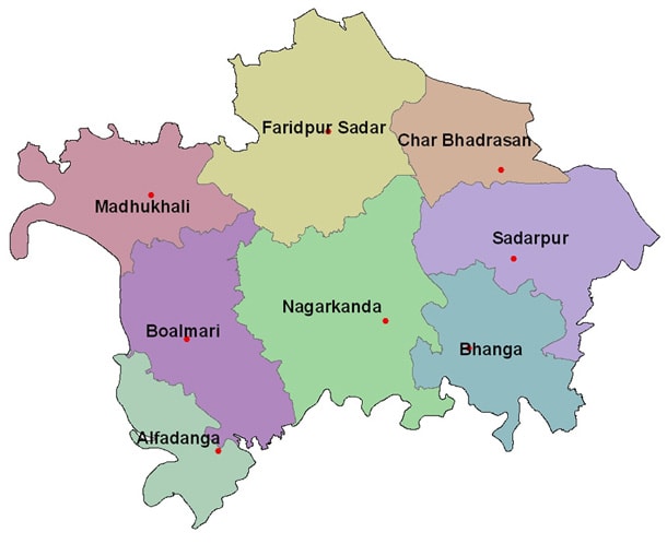 Map of Faridpur District