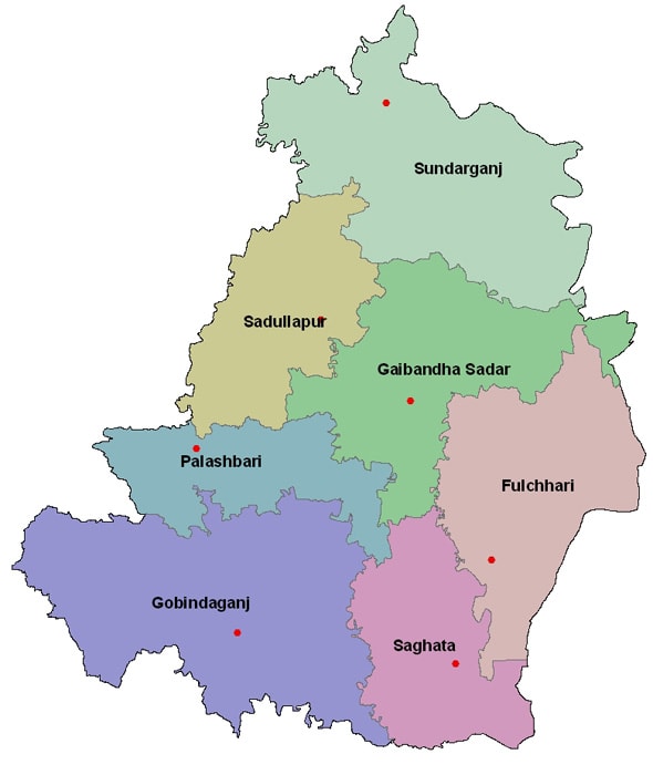 Map of Gaibandha District