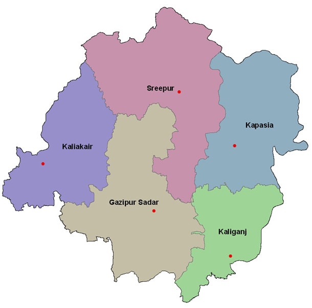 Map of Gazipur District