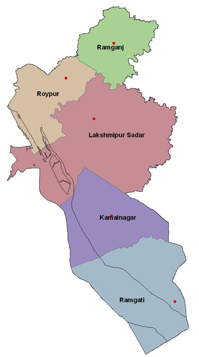 Map of Lakshmipur District