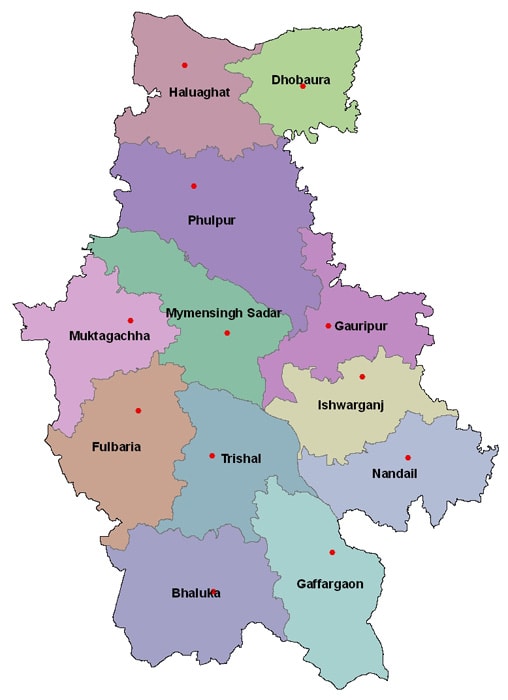 Map of Mymensingh District