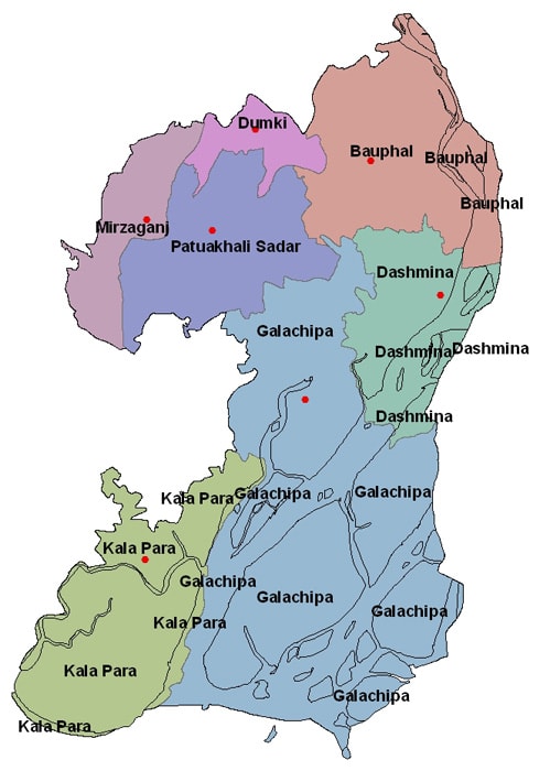 Map of Patuakhali District