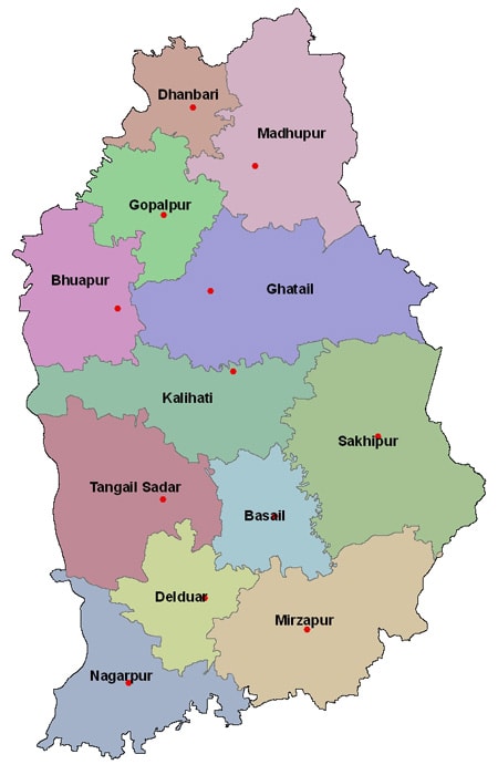 Map of Tangail District
