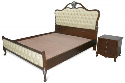 Victorian Wooden Bed with Side Table A-015