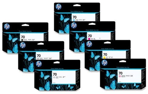 HP 70 130-ml Designjet Z5400 Printer Cartridge Set