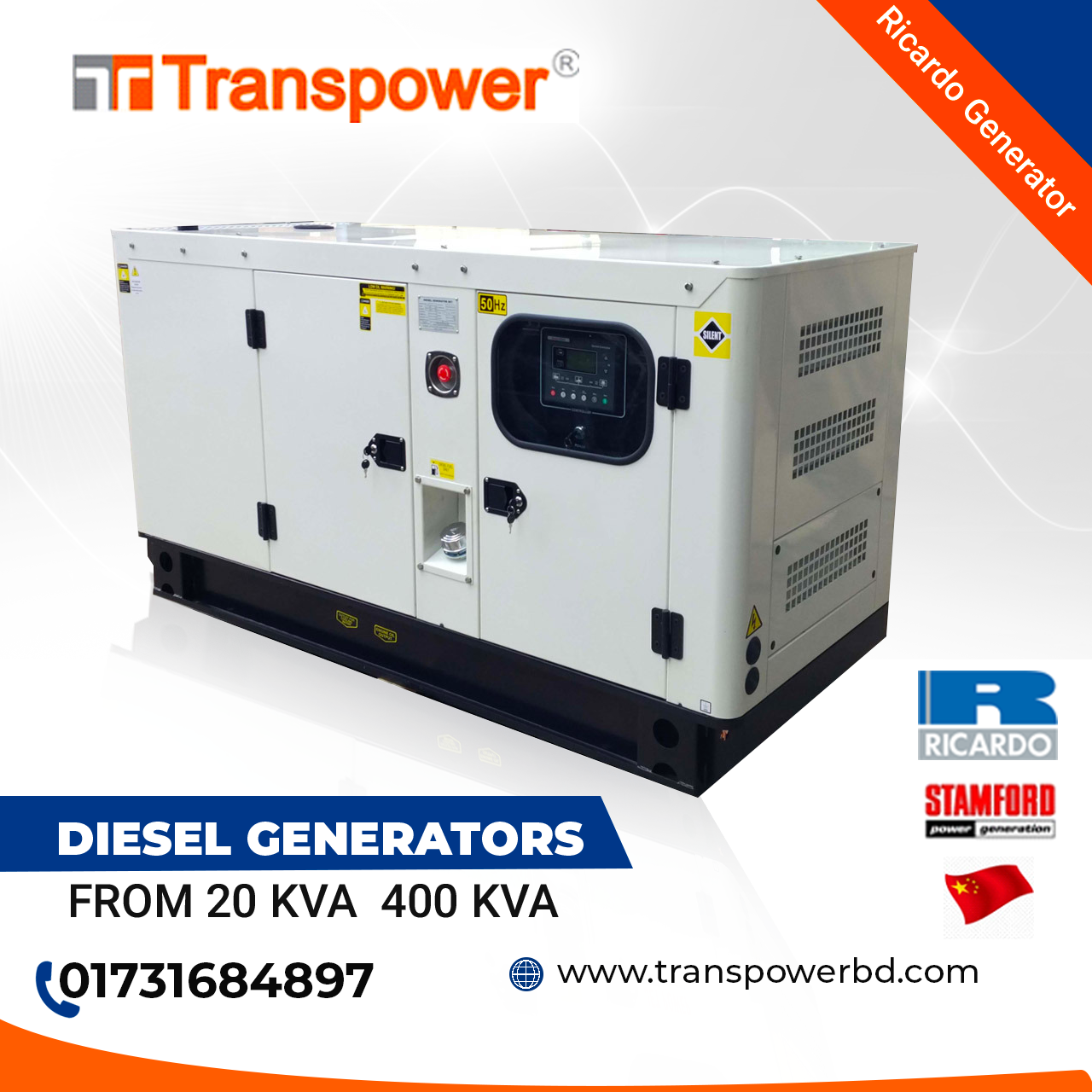 62.5 KVA Ricardo Diesel Generator (Origin: China)
