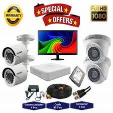 4-CH 4-Pcs Camera with 17" Monitor 500 HDD CCTV Package Dahua