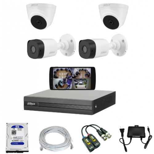 CCTV Package Dahua 04-Channel DVR/XVR 04-Pes Camera With 500GB HDD