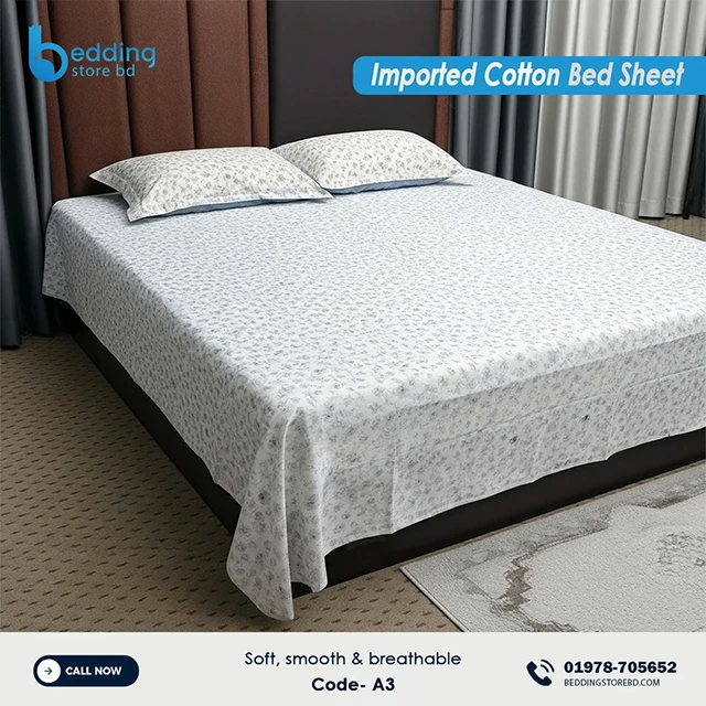 Imported Premium Cotton Bed Sheet - Super King, Soft & Durable