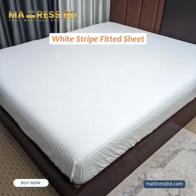 Luxury White Striped Fitted Sheet