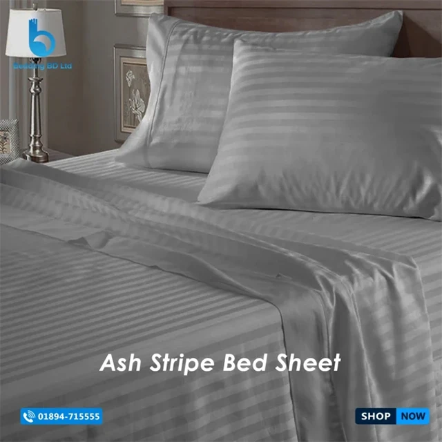 Ash Striped Bed Sheet