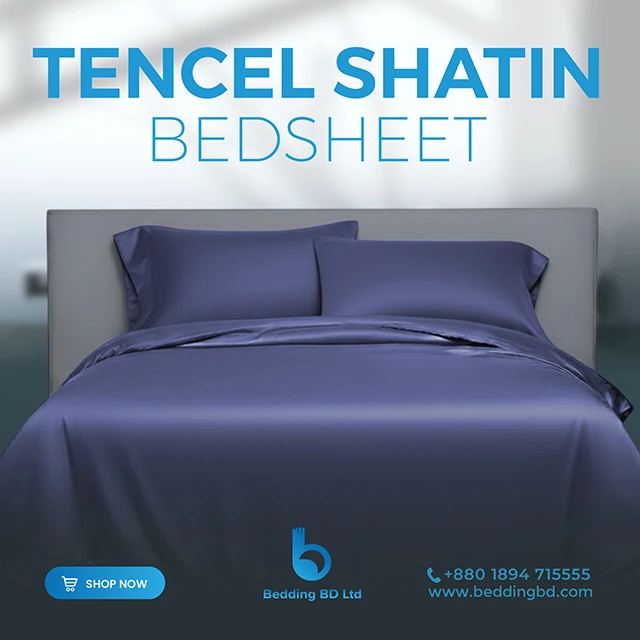 Tencel Shatin Bed Sheet - Hazzle Blue