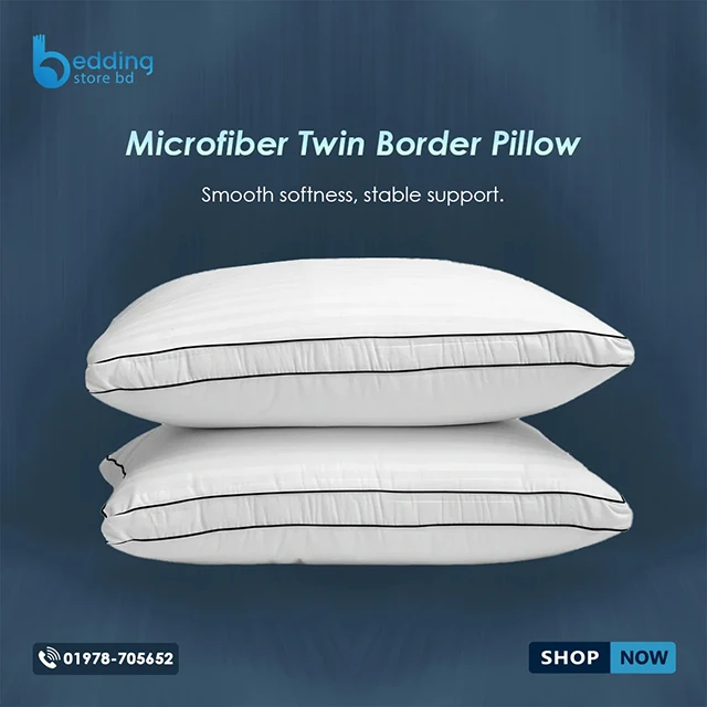 Microfiber Twin Border Pillow | Elegant Comfort
