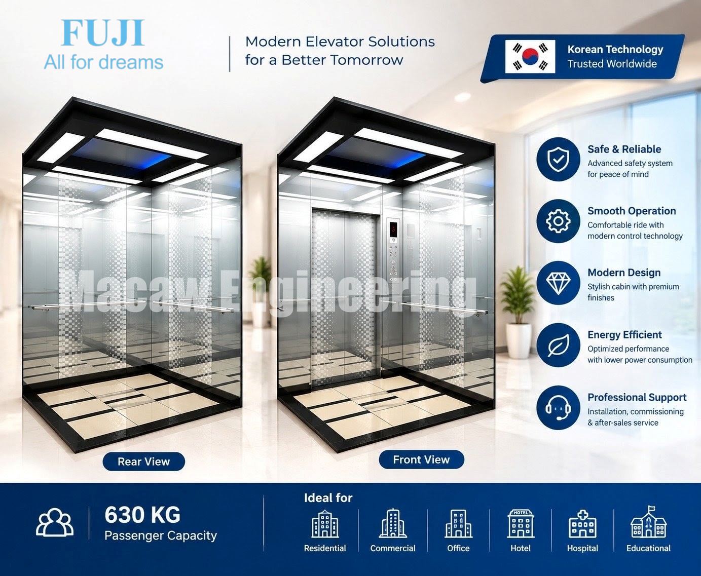 FUJI Lift Korea 630 KG | Passenger Elevator in Bangladesh