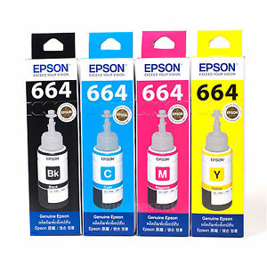 Epson 664 4-Pcs Set Original Printer Color Ink Bottle Refill