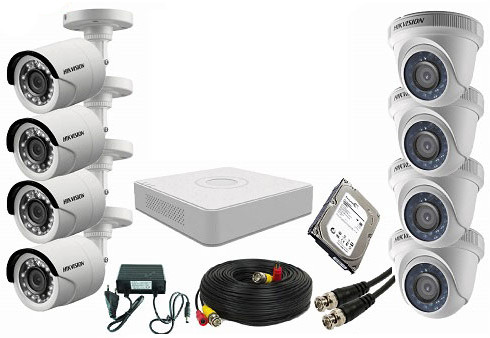 CCTV Package Hikvision 8CH 8-Pcs Camera 1TB HDD