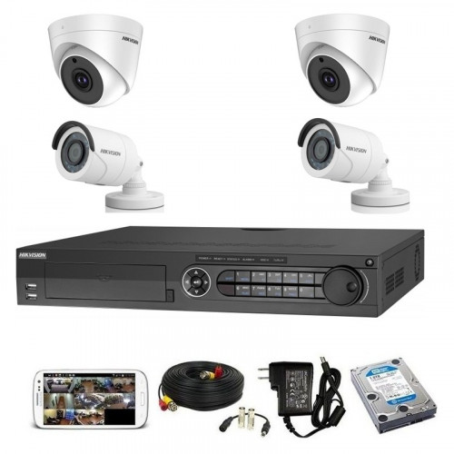 CCTV Package Hikvision 4CH XVR 4-Pcs Camera 500GB HDD